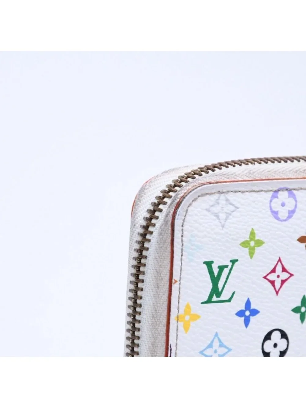 Louis Vuitton Monogram Multicolor Zippy Wallet Takashi Murakami Gold White